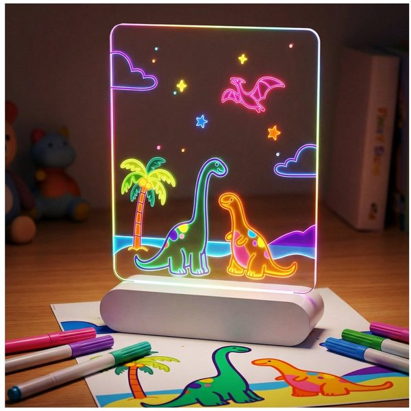 ANYSUN Memoboard LED Maltafel Kinder mit Licht, wiederaufladbares Zeichenbrett, (Leuchttafel zum Nachzeichnen, 1-tlg., Acryl Doodle mit Farben Stift & Story-Pap
