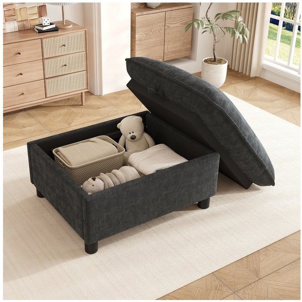 ANYSUN Polsterhocker mit Stauraum, 98 cm breit, Taschenfederkern & Chenille, bis 150 kg (1 St), mit aufklappbarer Sitzfläche, als Sofahocker & Fußhocker nutzbar