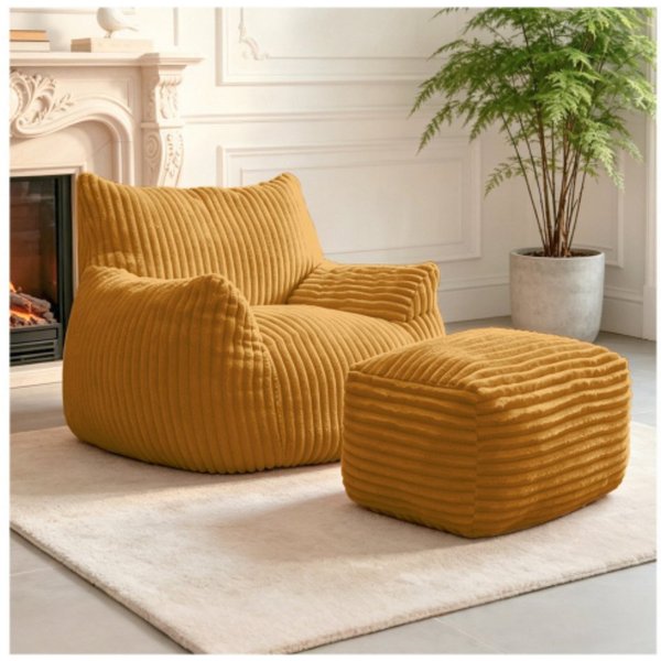 ANYSUN Relaxsessel mit Hocker, ergonomischer Sitzkomfort & weiche Polsterung, 100 × 90 × 70 cm, ideal für Wohnzimmer, Leseecke & Schlafzimmer