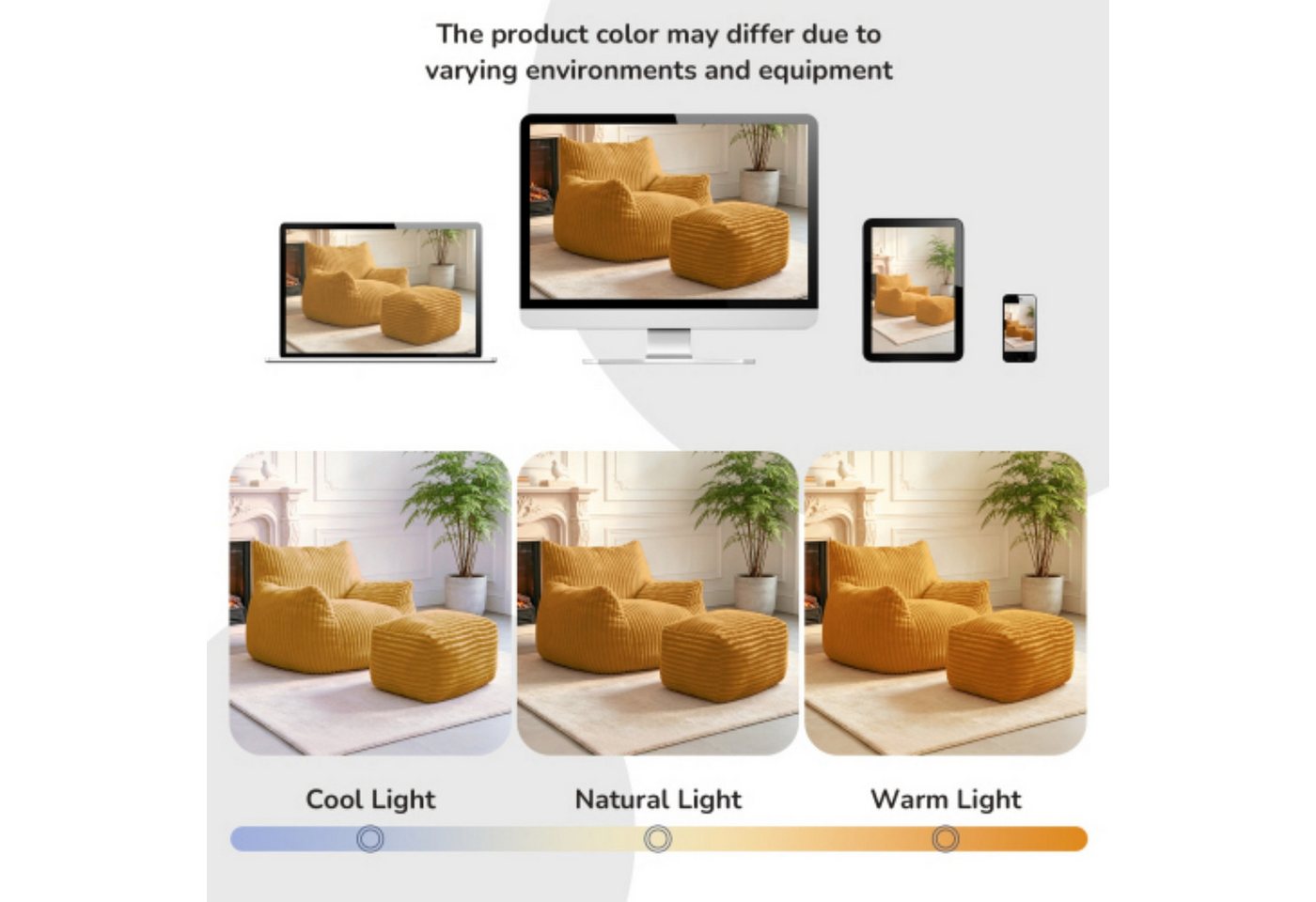 ANYSUN Relaxsessel mit Hocker, ergonomischer Sitzkomfort & weiche Polsterung, 100 × 90 × 70 cm, ideal für Wohnzimmer, Leseecke & Schlafzimmer – Bild 4 von 5