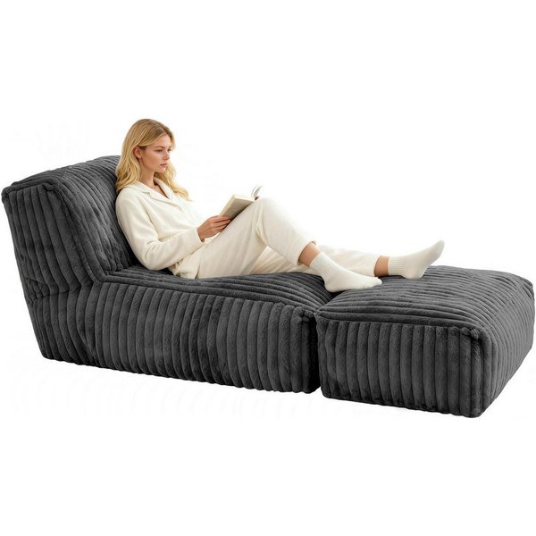 ANYSUN Sitzsack Cord Sitzsack mit Hocker,Großer Sitzsack,Lounge-Sessel für Erwachsene (Boden-Loungesessel, abnehmbarer & waschbarer Bezug,ergonomisch), Sitzsack