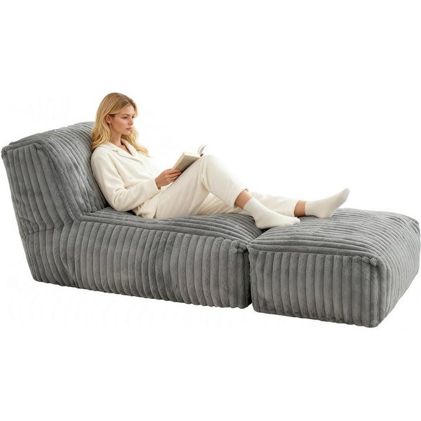ANYSUN Sitzsack Cord Sitzsack mit Hocker,Großer Sitzsack,Lounge-Sessel für Erwachsene (Boden-Loungesessel, abnehmbarer & waschbarer Bezug,ergonomisch), Sitzsack