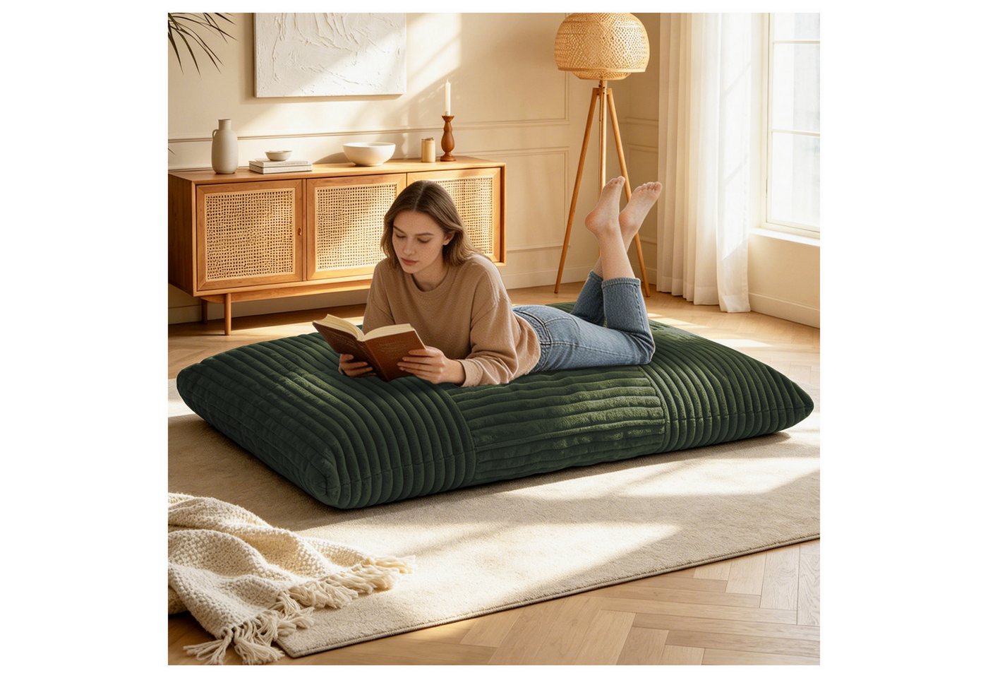 ANYSUN Sitzsack Übergroßer, wandelbarer Sitzsack, formstabil, mit Memory-Schaum (Set, Sitzsack), 180*125cm,Weicher Cordstoff, für Wohn-, Schlaf-, Gäste- & Gamin – Bild 3 von 5