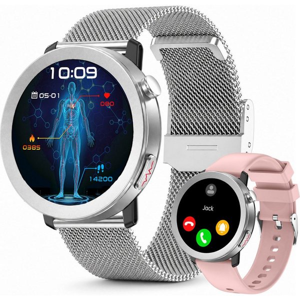 ANYSUN Smartwatch Herren Damen,Fitness Tracker Uhr mit Telefonfunktion Smartwatch (4,1 cm/1,46 Zoll) Gesundheitsuhr mit EKG+HRV/Blutdruckmessung/BMI, mit SOS-No