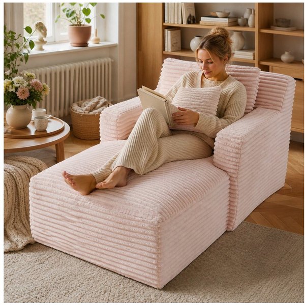 ANYSUN Sofa Cord-Schlafsofa mit 2 Kissen,Bequemes Einzelsitz-Bodensofa,Loungesofa, Relaxsessel Cord,Sessel,Loungesessel Cord,Lesesessel bequem, fur Wohnzimmer, 