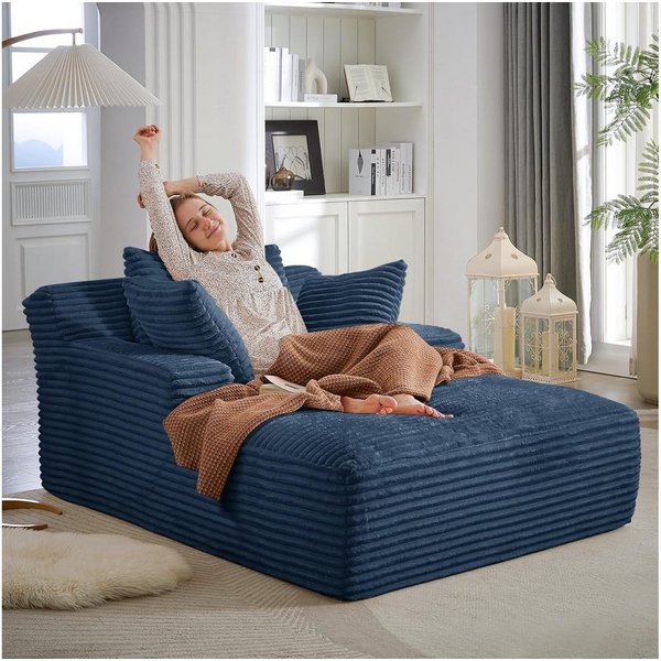 ANYSUN Sofa Cord-Schlafsofa mit 2 Kissen,Bequemes Einzelsitz-Bodensofa,Loungesofa, Relaxsessel Cord,Sessel,Loungesessel Cord,Lesesessel bequem, fur Wohnzimmer, 