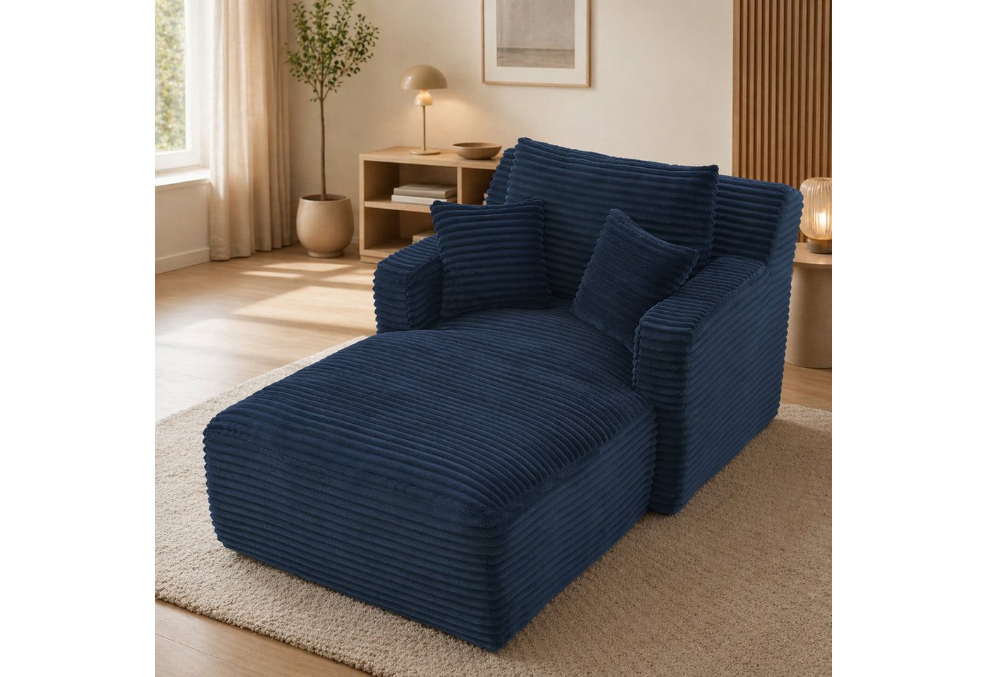 ANYSUN Sofa Cord-Schlafsofa mit 2 Kissen,Bequemes Einzelsitz-Bodensofa,Loungesofa, Relaxsessel Cord,Sessel,Loungesessel Cord,Lesesessel bequem, fur Wohnzimmer,  – Bild 3 von 5
