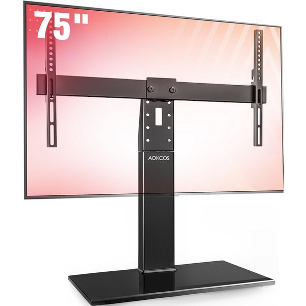 AOKCOS TV-Ständer höhenverstellbar, ±25° schwenkbar, 32-75 Zoll, (bis 75 Zoll, rutschfeste Füße, Tisch-TV-Ständer)