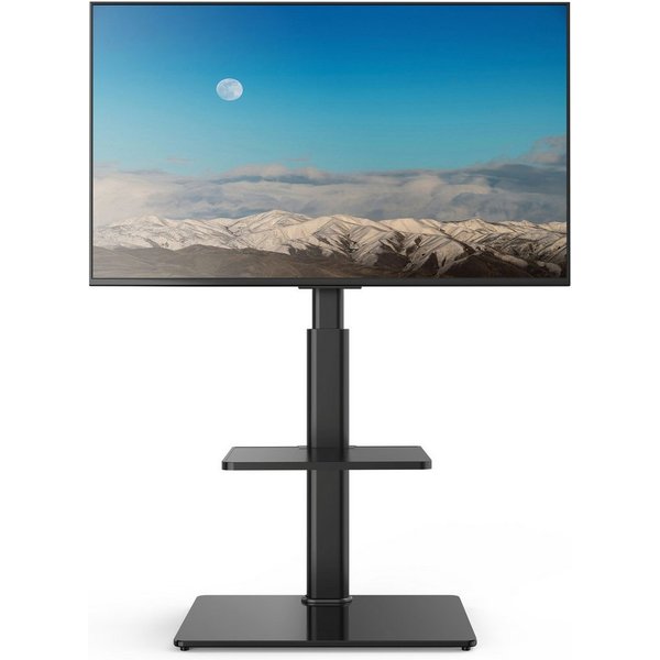 AOKCOS TV-Ständer mit Ablage, höhenverstellbar, ±30° schwenkbar, 32-65 Zoll, (bis 65 Zoll, Tragfähigkeit bis 40 kg, -2° bis +10° neigbar)