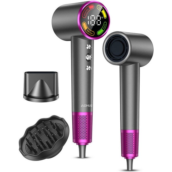 AOMIAO Haartrockner Ionen-Technologie, Föhn mit Diffusor und Konzentrator Düse, 1600 W, Ionenpflege Anti-Frizz, leise & schnelle Trocknung, reisefreundlich
