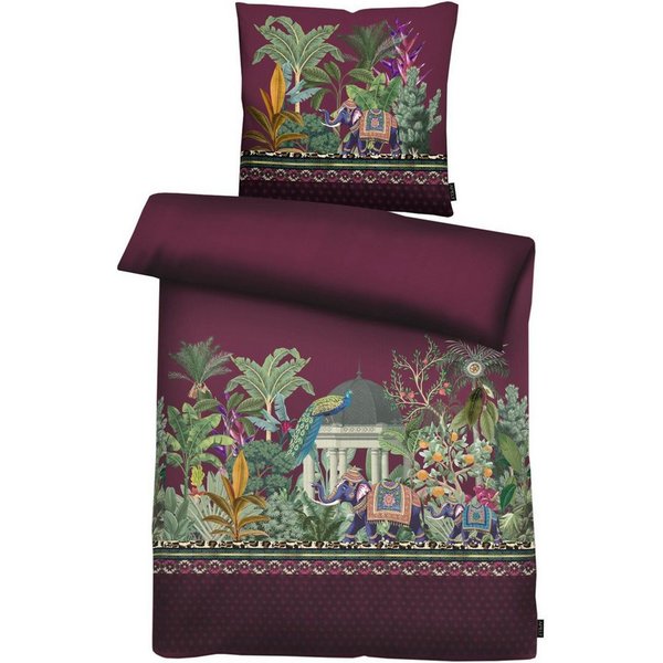 APELT Bettwäsche Karma, Satin (Bio-Baumwolle), 2 teilig, Elefantenfamilie