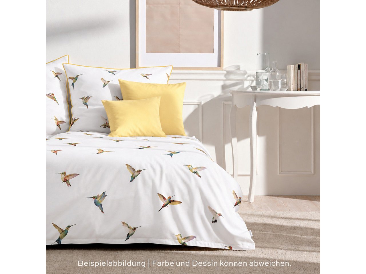APELT Bettwäsche Kolibri, Mako-Satin, 2 teilig, stylische bunte Vögel – Bild 2 von 5