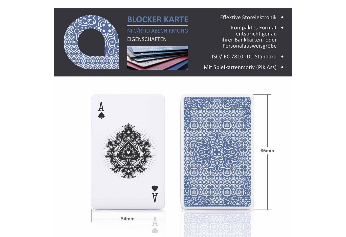 Aplic Kartenetui RFID Blocker Karte, RFID NFC Scan Abschirmung durch Störelektronik (Set, 2-tlg), Schutz vor Cyber Kriminalität, kompakte Alternative zu Schutzh – Bild 2 von 5