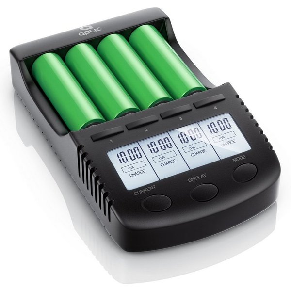 Aplic Power Akku Ladegerät, Universale Ladestation für AA AAA 18650 Akkus Akku-Ladestation (1000 mA, 1-tlg., Intelligent Battery Charger mit USB-Ladeport, für L