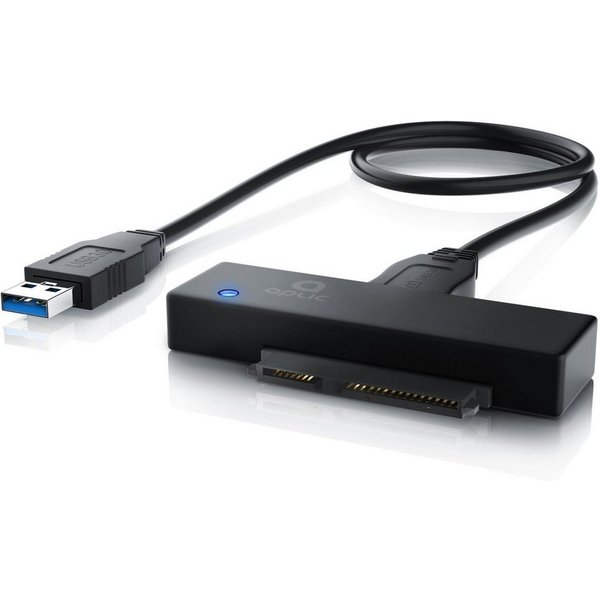 Aplic SATA 1/2/3 Festplatten Konverter Kabel mit Netzteil, USB 3.0 Computer-Adapter SATA zu USB 3.0 Typ A, für SSD SATA I II III 2,5 Zoll 6,35cm HDD 3,5 Zoll 8,
