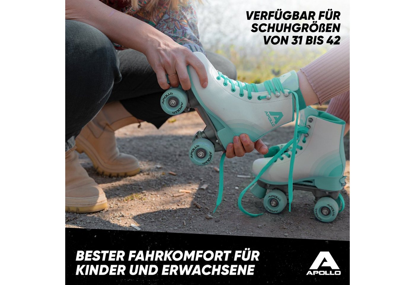 Apollo Rollschuhe Retro Discoroller, verstellbare Disco Roller Skates, größenverstellbar Rollerskates, Retro Design – Bild 4 von 5