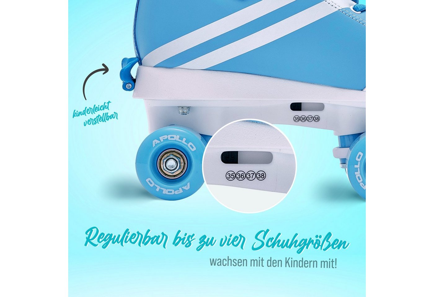 Apollo Rollschuhe Verstellbare Soft Boot Rollschuhe Kinder und Jugendliche, größenverstellbare Roller Skates für Mädchen und Jungen - Größen 31-42 – Bild 3 von 5