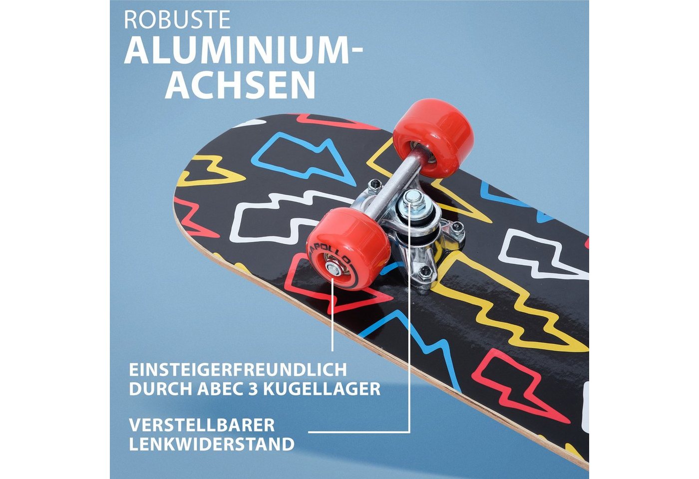 Apollo Skateboard Kinderskateboard 24" Kinder, Longboard, ABEC 3 und Aluminium Achsen – Bild 3 von 5