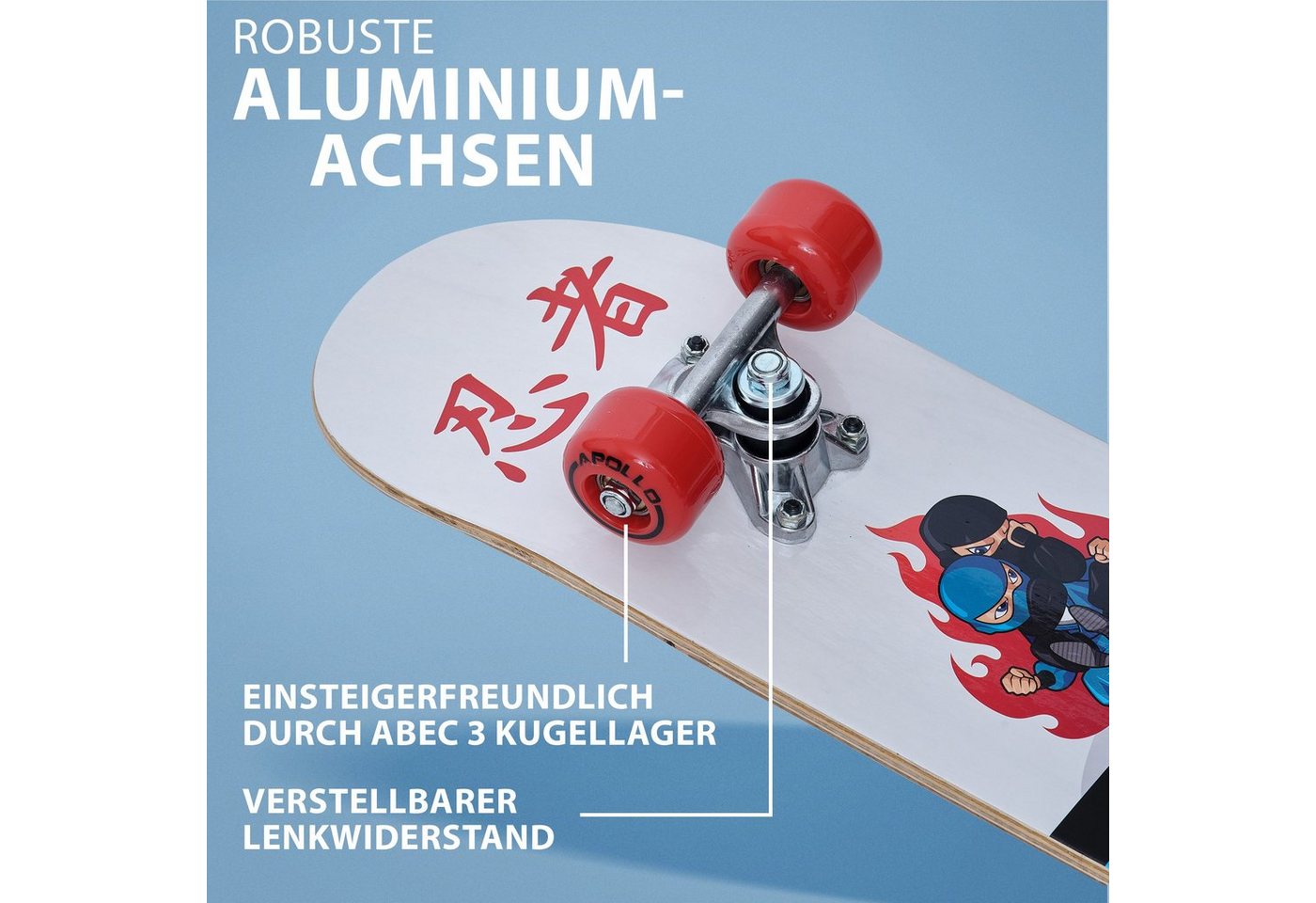 Apollo Skateboard Kinderskateboard 24" Kinder, Longboard, ABEC 3 und Aluminium Achsen – Bild 3 von 5