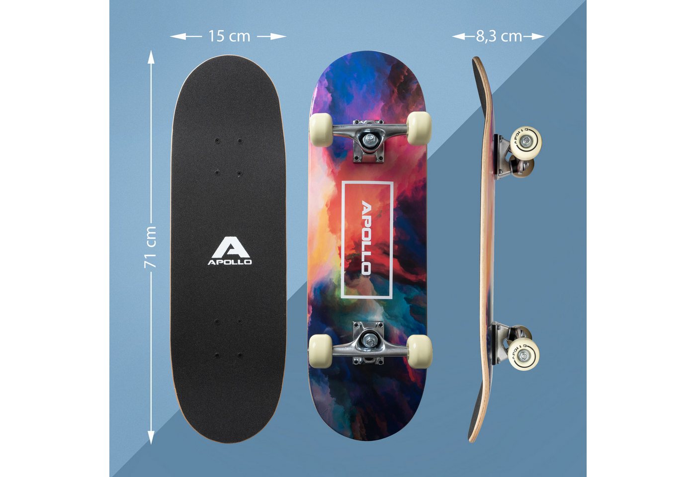 Apollo Skateboard Kinderskateboard 28" Kinder, Longboard, für Kids und Teens, ABEC 3 und Aluminium Achsen – Bild 5 von 5