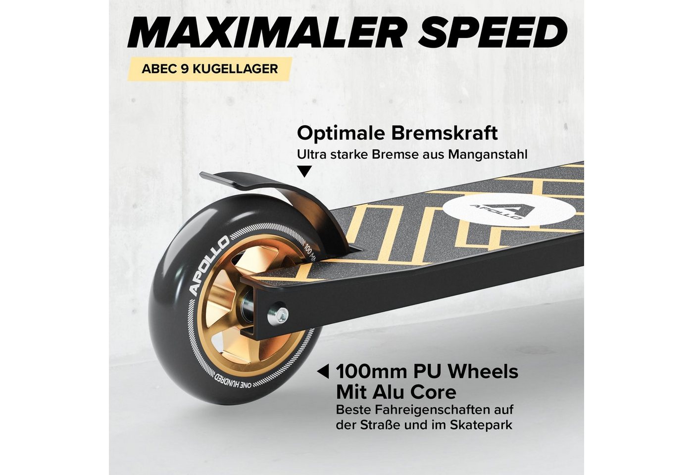 Apollo Stuntscooter Kinder Freestyle Kickscooter Genius Pro, Kinderroller Trick Roller Kinder und Erwachsene – Bild 5 von 5
