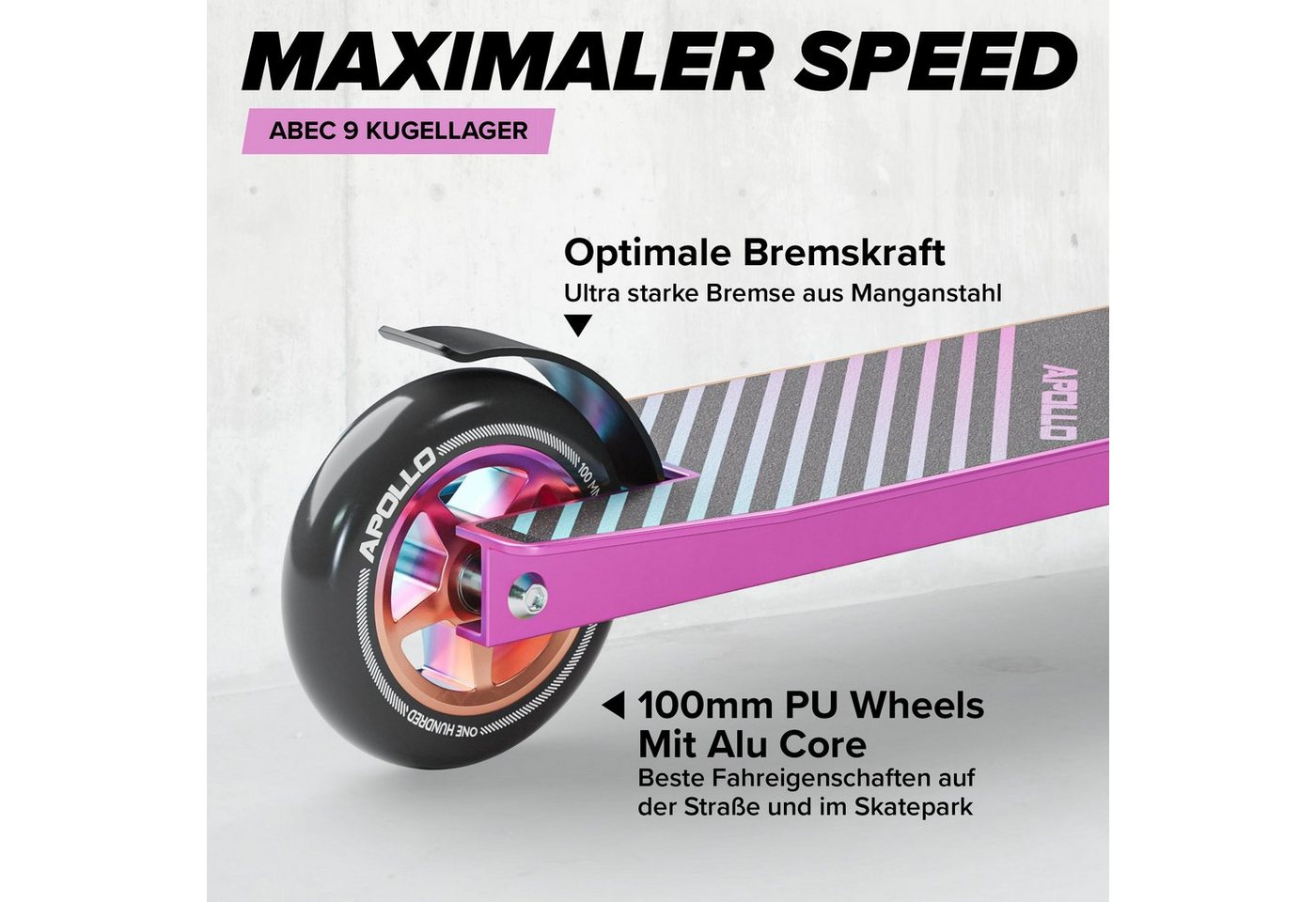 Apollo Stuntscooter Kinder Freestyle Kickscooter Genius Pro, Kinderroller Trick Roller Kinder und Erwachsene – Bild 5 von 5