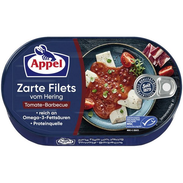 Appel Fertiggericht, Appel MSC Heringsfilets Tomate-Barbecue Packung 200g