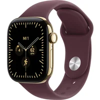 Titan brillantgold mit Sportarmband S/M burgunder