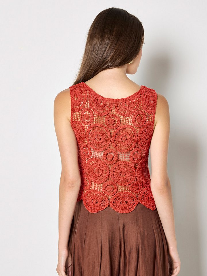 Apricot Crop-Top Crop-Top mit Häkeldetails – Bild 5 von 5