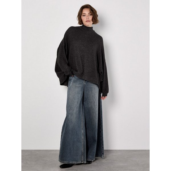 Apricot Fledermauspullover Oversized Pullover mit Stehkragen
