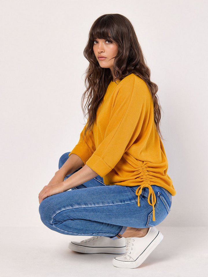 Apricot Fledermauspullover Strickpullover (1-tlg) mit seitlicher Raffung – Bild 2 von 4