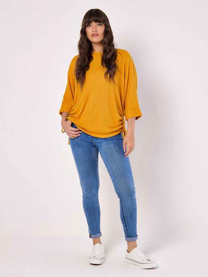 Apricot Fledermauspullover Strickpullover (1-tlg) mit seitlicher Raffung – Bild 4 von 4