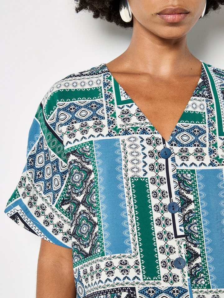Apricot Klassische Bluse Folk-Patchwork-Bluse mit Muster – Bild 3 von 5