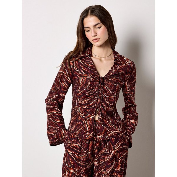 Apricot Klassische Bluse Geraffte Bluse mit abstraktem Print