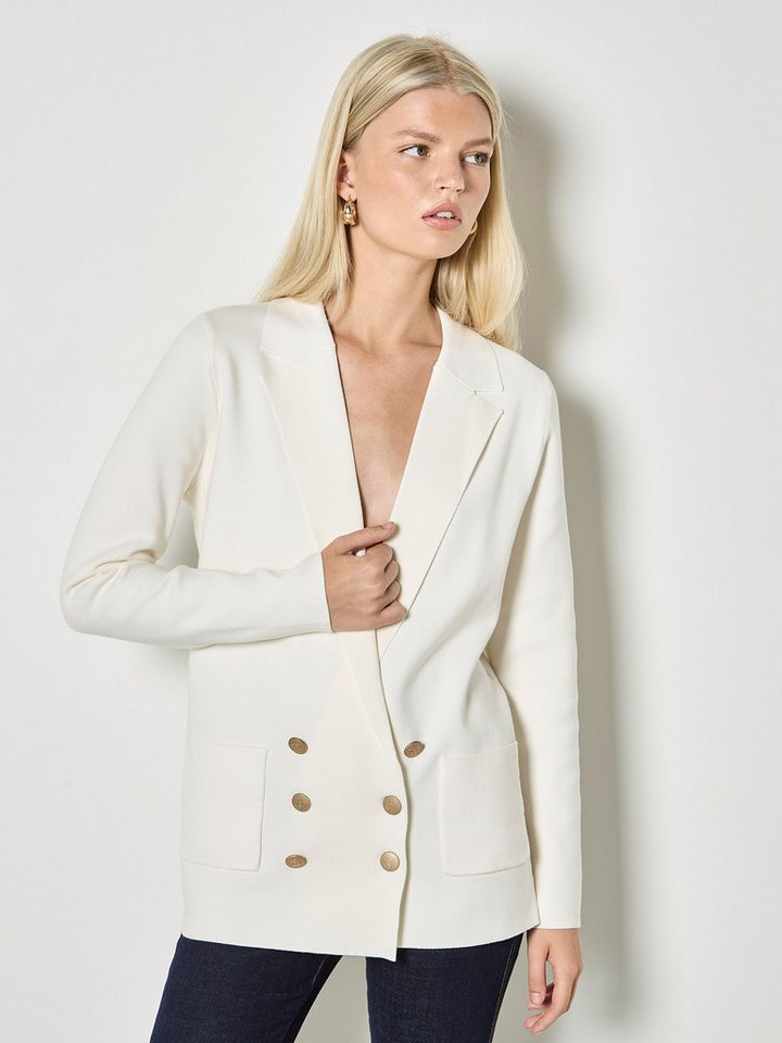 Apricot Longblazer Blazer aus Rippstrick Einfarbig – Bild 3 von 5