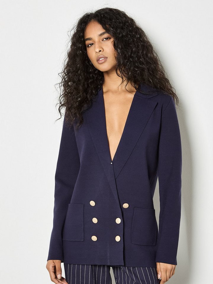 Apricot Longblazer Blazer aus Rippstrick Einfarbig – Bild 2 von 5