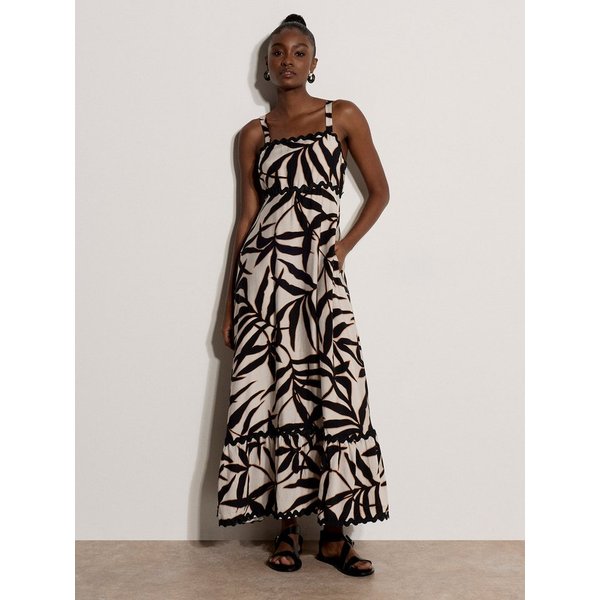 Apricot Maxikleid Langes, gemustertes Kleid mit Smockdetails