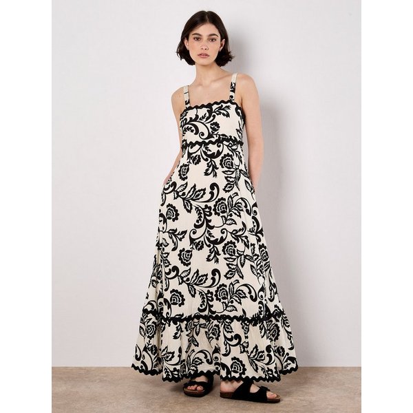 Apricot Maxikleid Monochromes Sarasa Maxikleid mit Blumenmuster
