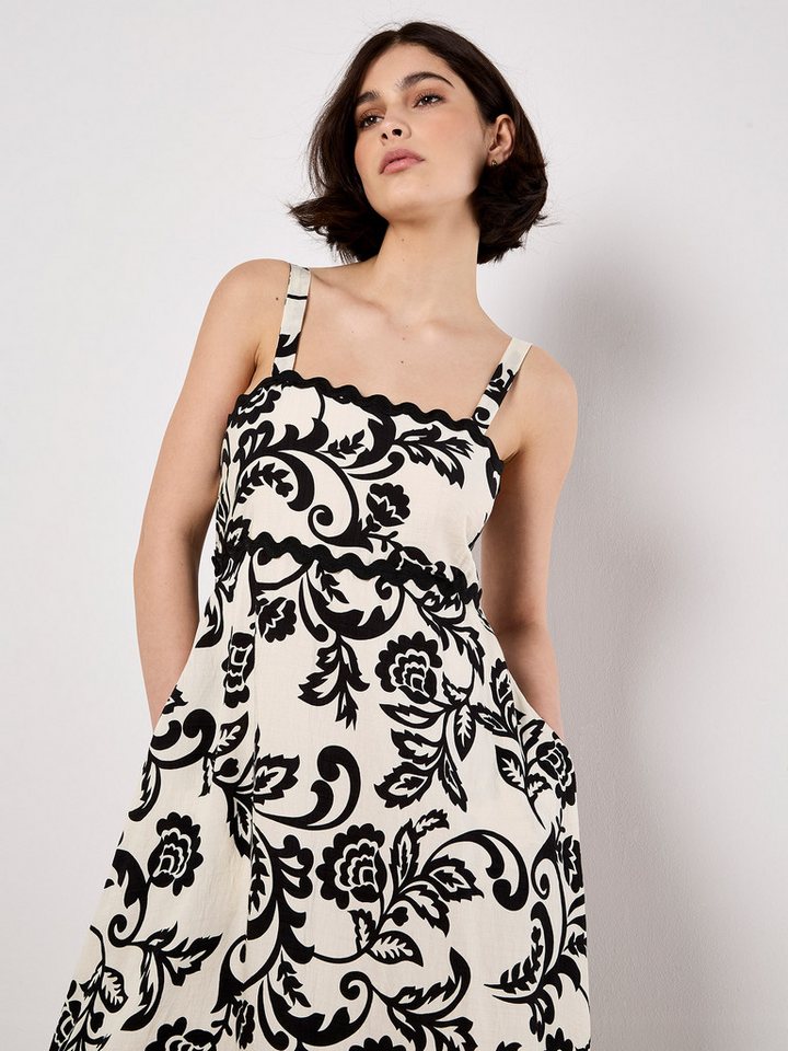 Apricot Maxikleid Monochromes Sarasa Maxikleid mit Blumenmuster – Bild 3 von 5