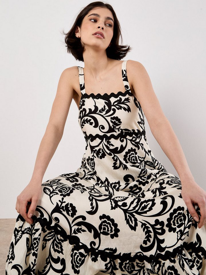 Apricot Maxikleid Monochromes Sarasa Maxikleid mit Blumenmuster – Bild 5 von 5