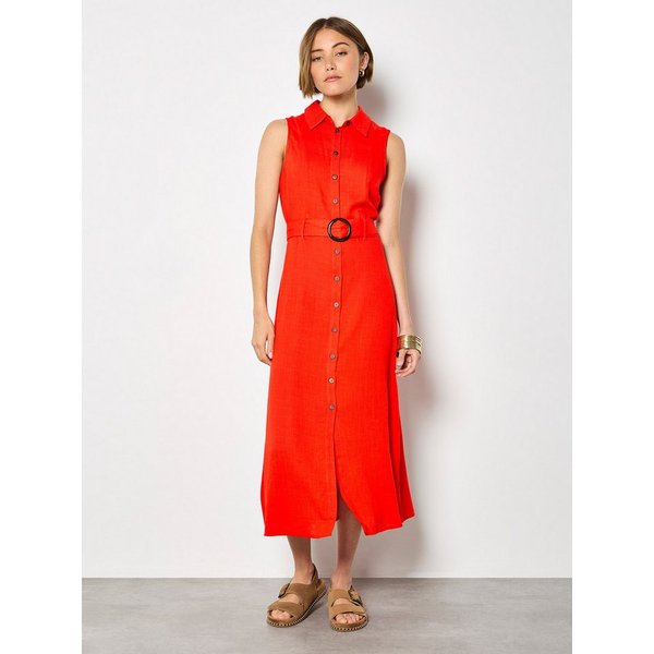Apricot Midikleid Midikleid aus Leinenmischung (2-tlg., mit Stoffgürtel) mit Gürtel