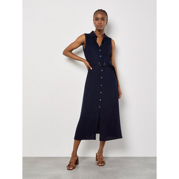 Apricot Midikleid Midikleid aus Leinenmischung (2-tlg., mit Stoffgürtel) mit Gürtel