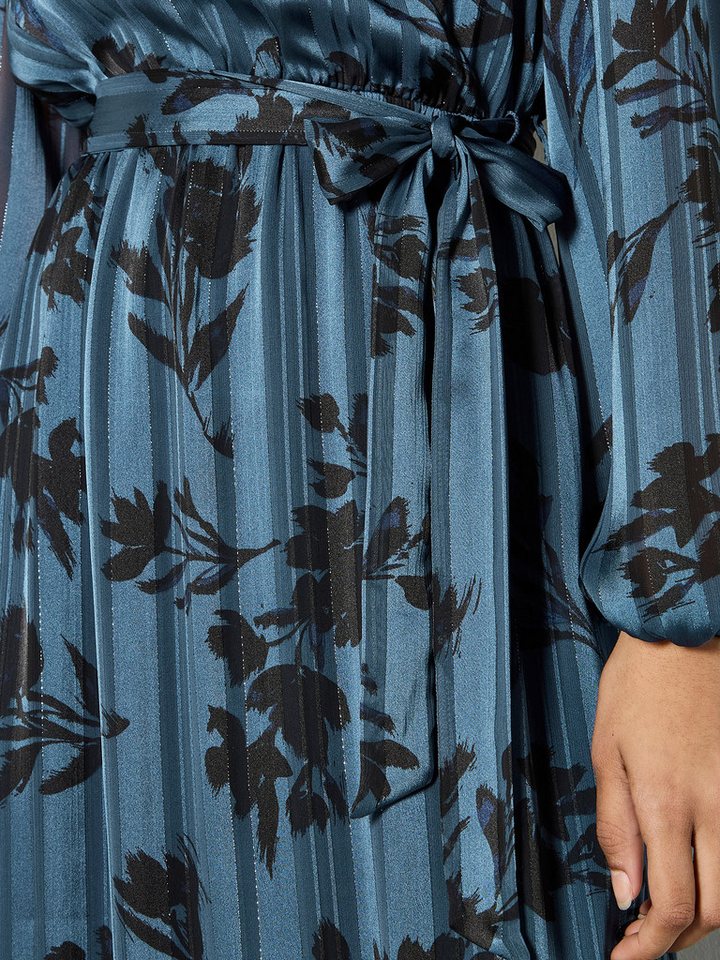 Apricot Midikleid Satinkkleid (2-tlg., mit Biindeband) in Wickeldesign mit Blumenmuster – Bild 3 von 4