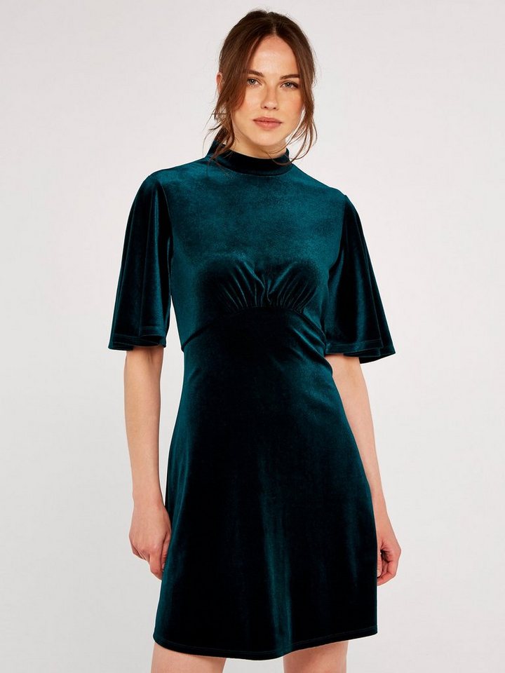 Apricot Partykleid Samtminikleid mit weiten Ärmeln – Bild 3 von 4