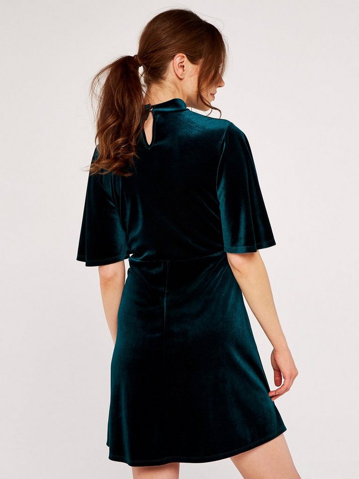 Apricot Partykleid Samtminikleid mit weiten Ärmeln – Bild 4 von 4