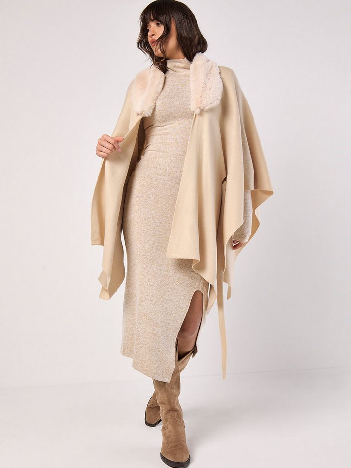 Apricot Poncho modischer Ponch (mit Bindegürtel) mit Bindeband – Bild 3 von 5