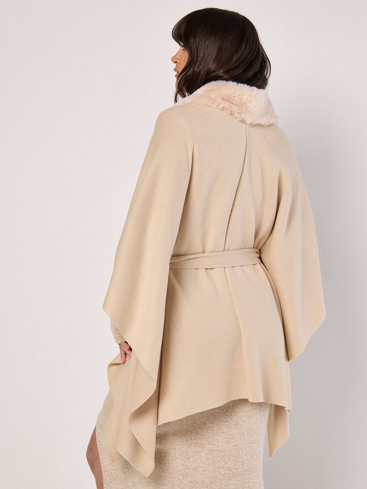 Apricot Poncho modischer Ponch (mit Bindegürtel) mit Bindeband – Bild 5 von 5