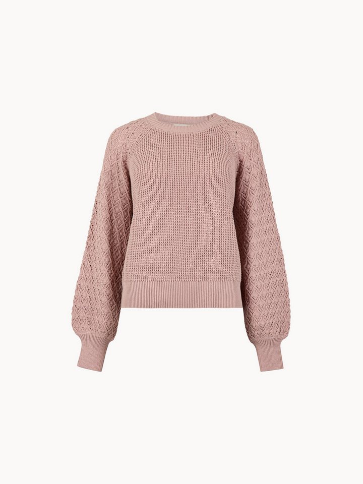 Apricot Rundhalspullover Kurzer Pullover aus Pointelle-Waffelstrick in unifarben – Bild 5 von 5