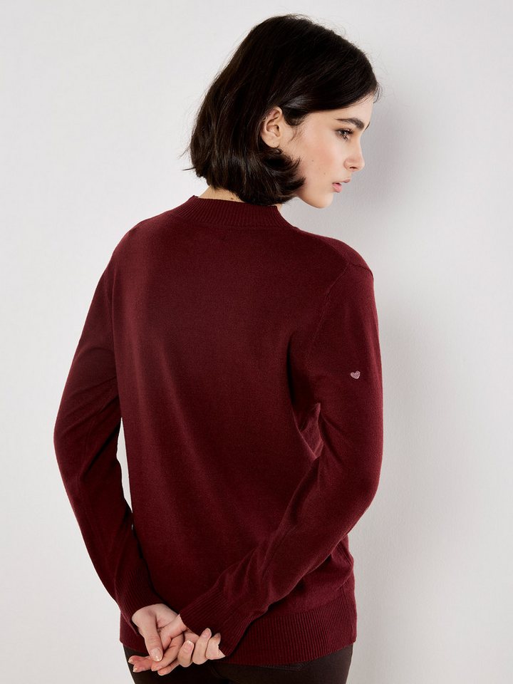 Apricot Rundhalspullover Stehkragenpullover mit aufgestickten Herzen – Bild 4 von 5