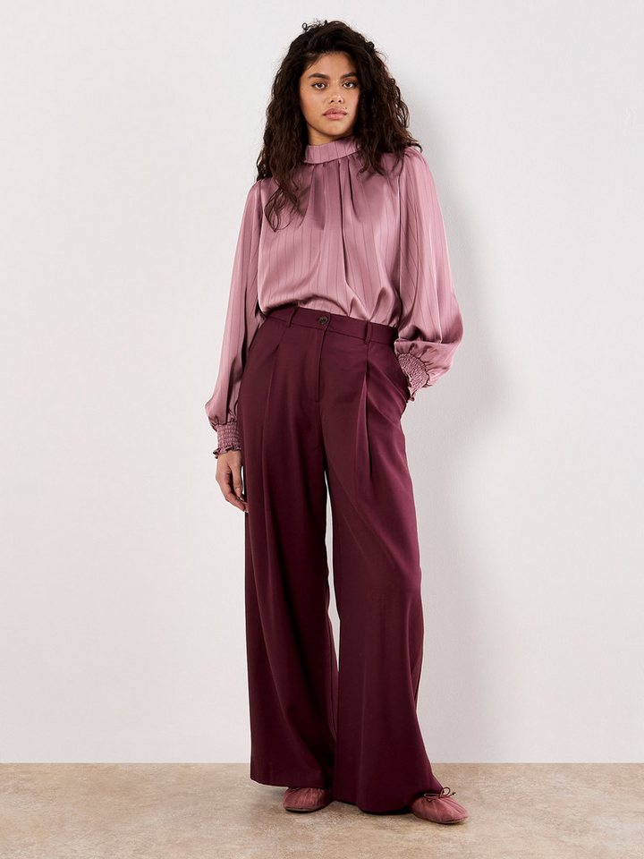Apricot Satinbluse Strukturstreifen-Bluse mit Rückenschleife – Bild 5 von 5
